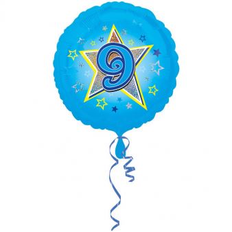 Balon foliowy urodzinowy "9" - niebieski 43 cm