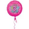 Balon foliowy urodzinowy "3" - różowy 43 cm