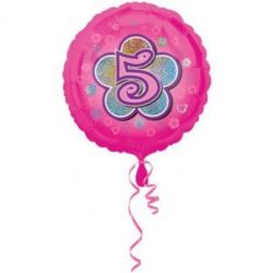 Balon foliowy urodzinowy "5" różowy 43 cm