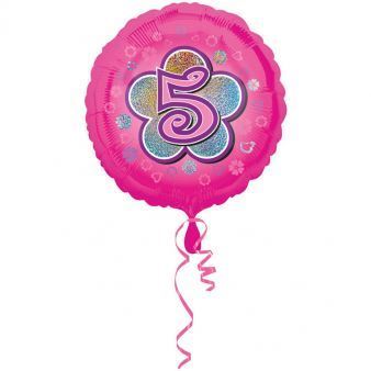 Balon foliowy urodzinowy "5" różowy 43 cm