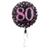 Balon, foliowy "80" Uroczysto - różowy 43 cm