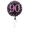 Balon, foliowy "90" Uroczysto - różowy 43 cm