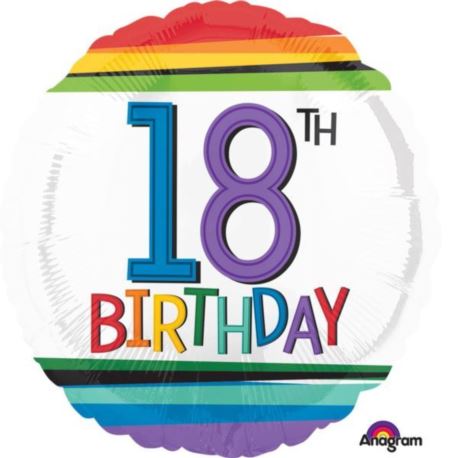 Balon foliowy "Rainbow Birthday 18" 43 cm 1 szt.