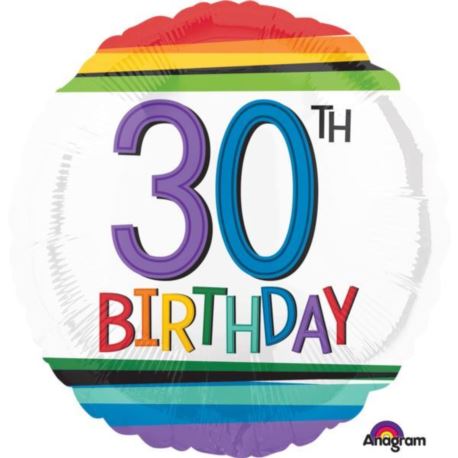 Balon foliowy "Rainbow Birthday 30" 43 cm 1 szt.