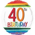 Balon foliowy "Rainbow Birthday 40" 43 cm 1 szt.