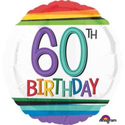 Balon foliowy "Rainbow Birthday 60" 43 cm 1 szt.