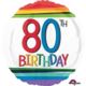 Balon foliowy "Rainbow Birthday 80" 43 cm 1 szt.