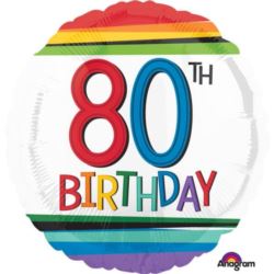Balon foliowy "Rainbow Birthday 80" 43 cm 1 szt.