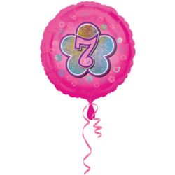 Balon foliowy urodzinowy "7" - różowy 43 cm
