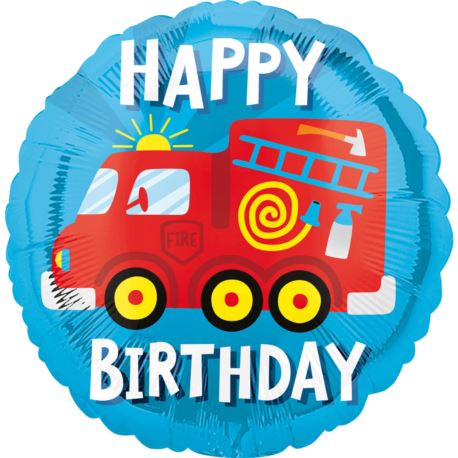 Balon foliowy standard Happy Birthday Fire Truck