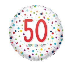 Balon, foliowy "50" Urodziny konfetti 43 cm