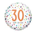 Balon, foliowy "30" Urodziny konfetti 43 cm