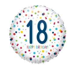Balon, foliowy "18" Urodziny konfetti 43 cm