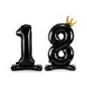 Stojący balon foliowy liczba "18", 84 cm, czarny
