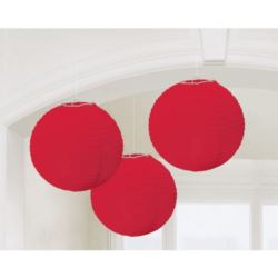 balony, balony na hel, dekoracje balonowe, balony Łódź, balony z nadrukiem, Lampiony 24,1 cm 3 szt. - czerwony