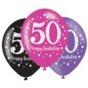 Balony lateksowe 50 Lat Pink Celebration 6szt.