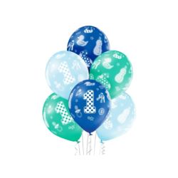 balony, balony na hel, dekoracje balonowe, balony Łódź, balony z nadrukiem, Balony 12" 1st Birthday Boy 6 szt.