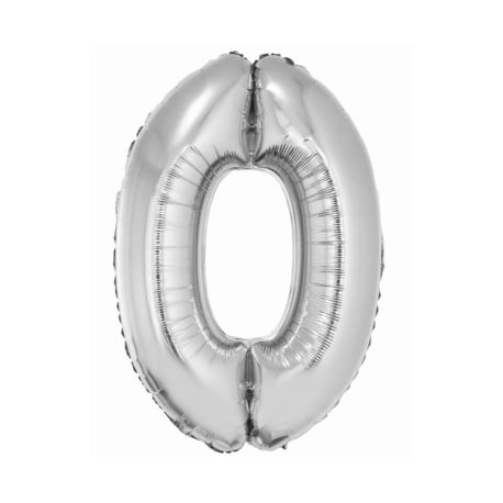 Balon foliowy Smart, Cyfra 0, srebrna, 76 cm