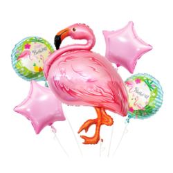 Balony foliowe - zestaw Flaming, Urodziny, 5 szt.