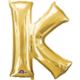 Balon, foliowy Literka Mini "K" 25x33 cm, złoty