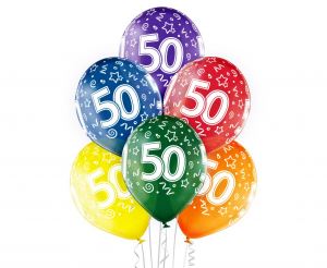 Balony 12" 50th Birthday,  6 szt.