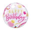 Balon foliowy 22" QL Bubble, Birthday Pink & Gold