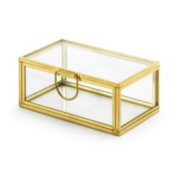 Szklane pudełko na obrączki, złoty, 9x5,5x4cm