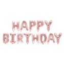 Balon foliowy Happy Birthday, 340x35cm, różowe zło