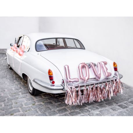 Zestaw dekoracji samochodowych - Love, różowe złot