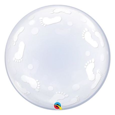 Balon foliowy 24"QL Bubble Poj"Baby Footprints"