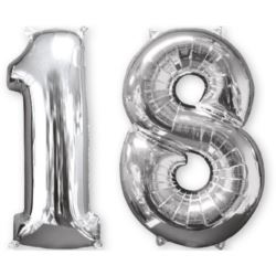Balon foliowy "18" srebro, 66 cm- 2 szt.