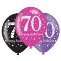 Balony lateksowe 70 Lat Pink Celebration 6 szt.