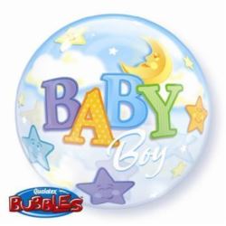 balony, balony na hel, dekoracje balonowe, balony Łódź, balony z nadrukiem, Balon, foliowy 22" QL Bubble Poj."Baby Boy - Księż