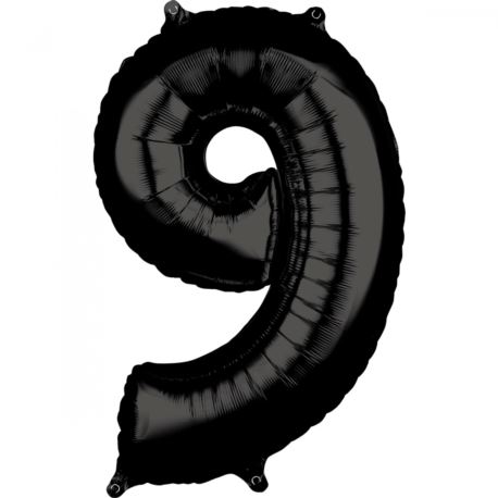 Balon foliowy Cyfra "9" Czarne 66cm