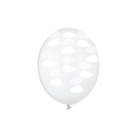 Balony 30 cm,Chmurki, Crystal Clear, 6 szt.