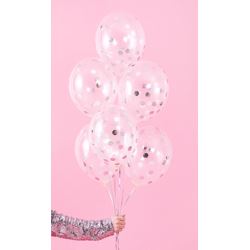 Balony z konfetti - kółka, 30cm, srebrny