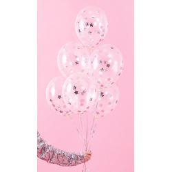 Balony z konfetti - gwiazdki, 30cm, srebrny