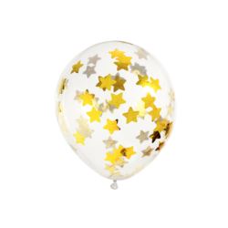 Balony z konfetti - gwiazdki, 30cm, złoty