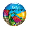 Balon foliowy 18" QL RND Happy Birthday, smok