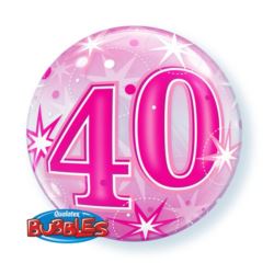 balony, balony na hel, dekoracje balonowe, balony Łódź, balony z nadrukiem, Balon foliowy 22" QL Bubble Poj. "40 gwiazdki róż