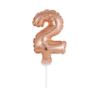 Balon foliowy 13 cm na patyczku "Cyfra 2", różowo-
