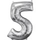 Balon foliowy cyfra "5" - srebro 45x 66 cm