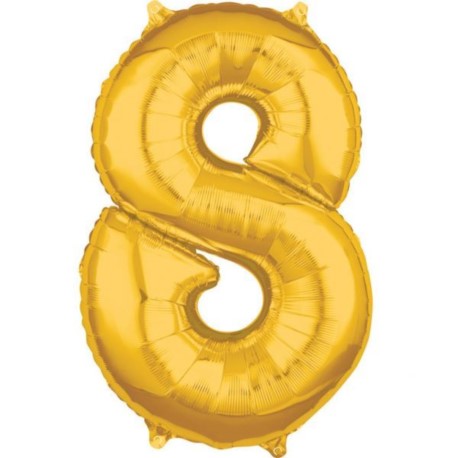 Balon foliowy cyfra "8" złoto 45x66 cm