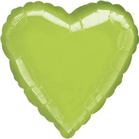 Balon foliowy "Serce" - limonkowy met. 1 szt.