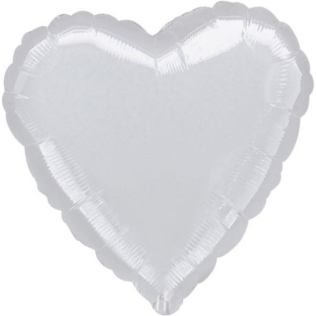 Balon, foliowy Serce met. srebrny 43 cm