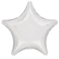 Balon foliowy gwiazdka metalik - biały 43 cm
