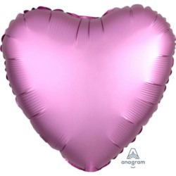 Balon foliowy Serce satyna, rózowy 43 cm, 1 szt.