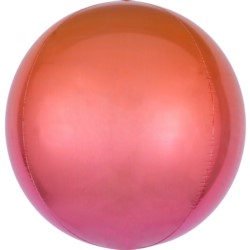 Balon, foliowy 15" ORBZ - kula,czerwony i pomaranc