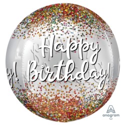 Balon foliowy Orbz Happy Birthday z confetti