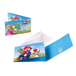 Zaproszenia z kopertami Super Mario 8 szt.